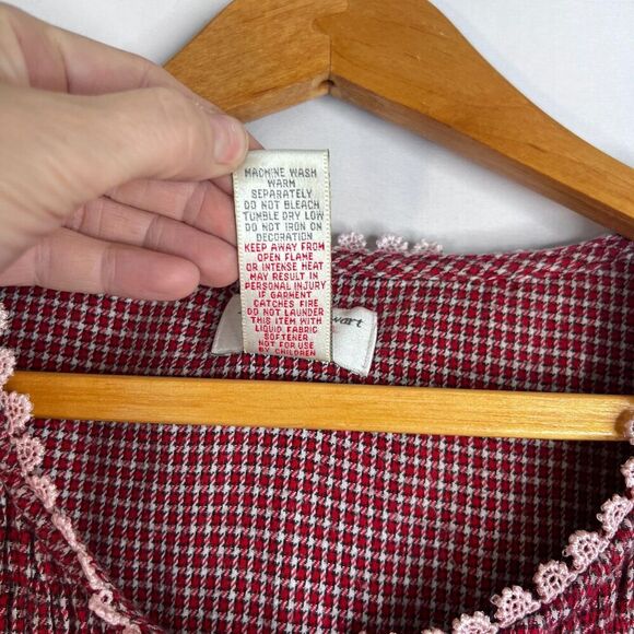 Amanda Stewart Intimates Red Plaid Cotton Cottage Core Flannel Nightgown Large - Picture 5 of 9